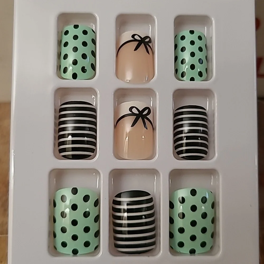 2/$16 Bow French Manicure  Press On Nails